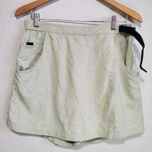COLUMBIA Vintage 90s GRT Belted Hiking Skort Shorts Nylon Tan Beige Womens Large